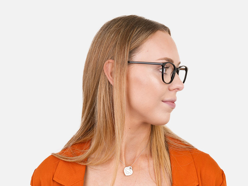 Black Wayfarer Glasses Thin Frame - 1