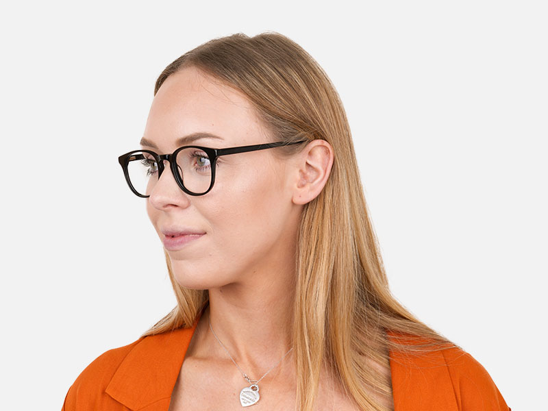 Black Wayfarer Style Glasses in Thin Frame - 1