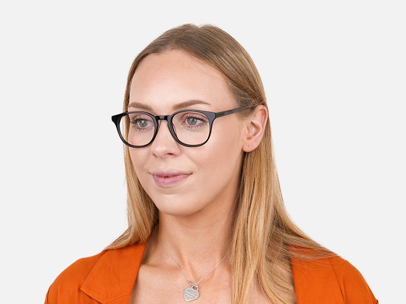 Black Wayfarer Style Glasses in Thin Frame - 1