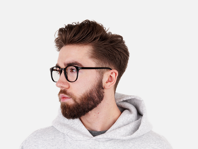 Black Wayfarer Style Glasses in Thin Frame - 1