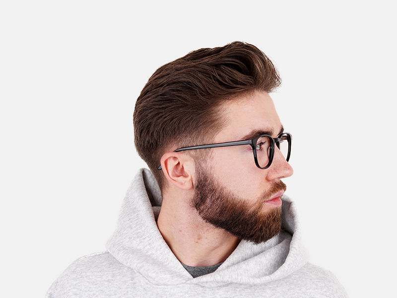 Black Wayfarer Style Glasses in Thin Frame - 1