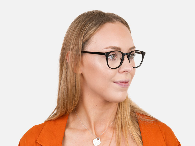 Black Wayfarer Style Glasses in Thin Frame - 1