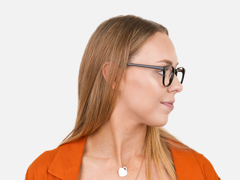 Black Wayfarer Style Glasses in Thin Frame - 1