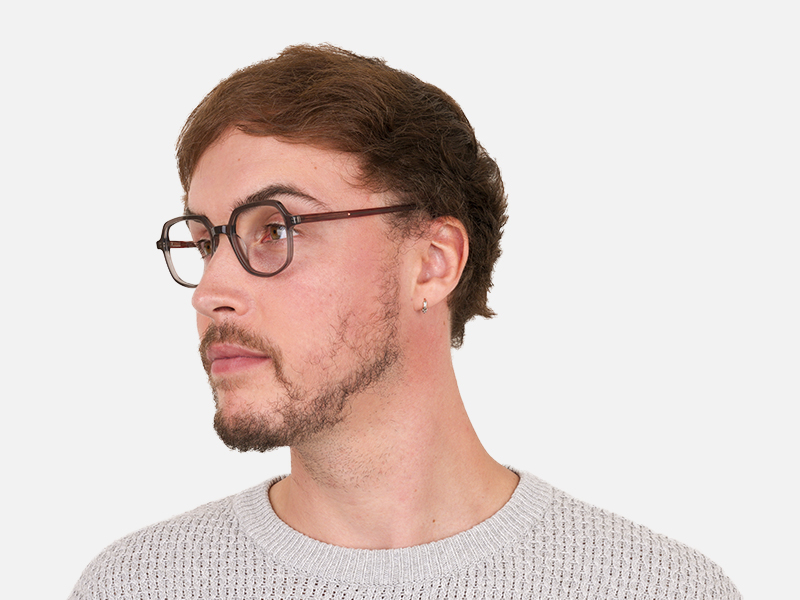 Geometric Heptagon Glasses in Grey Red - 1