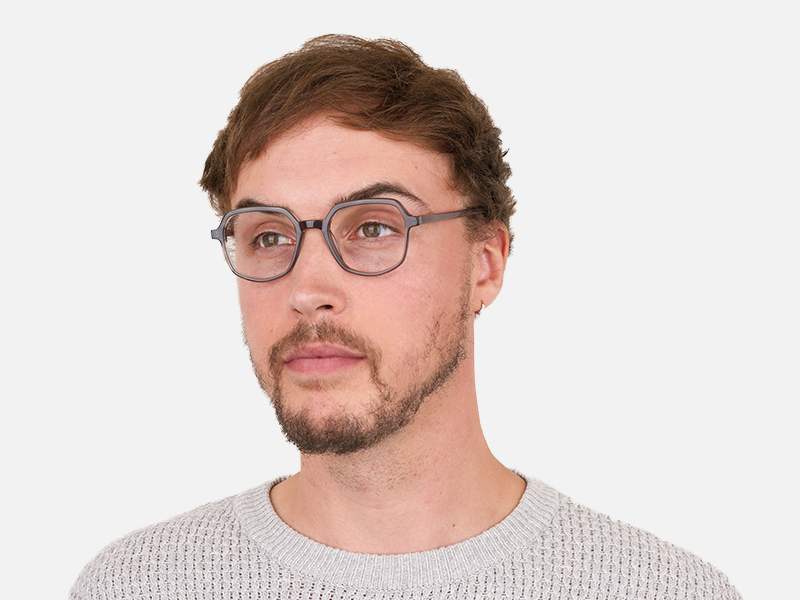 Geometric Heptagon Glasses in Grey Red - 1
