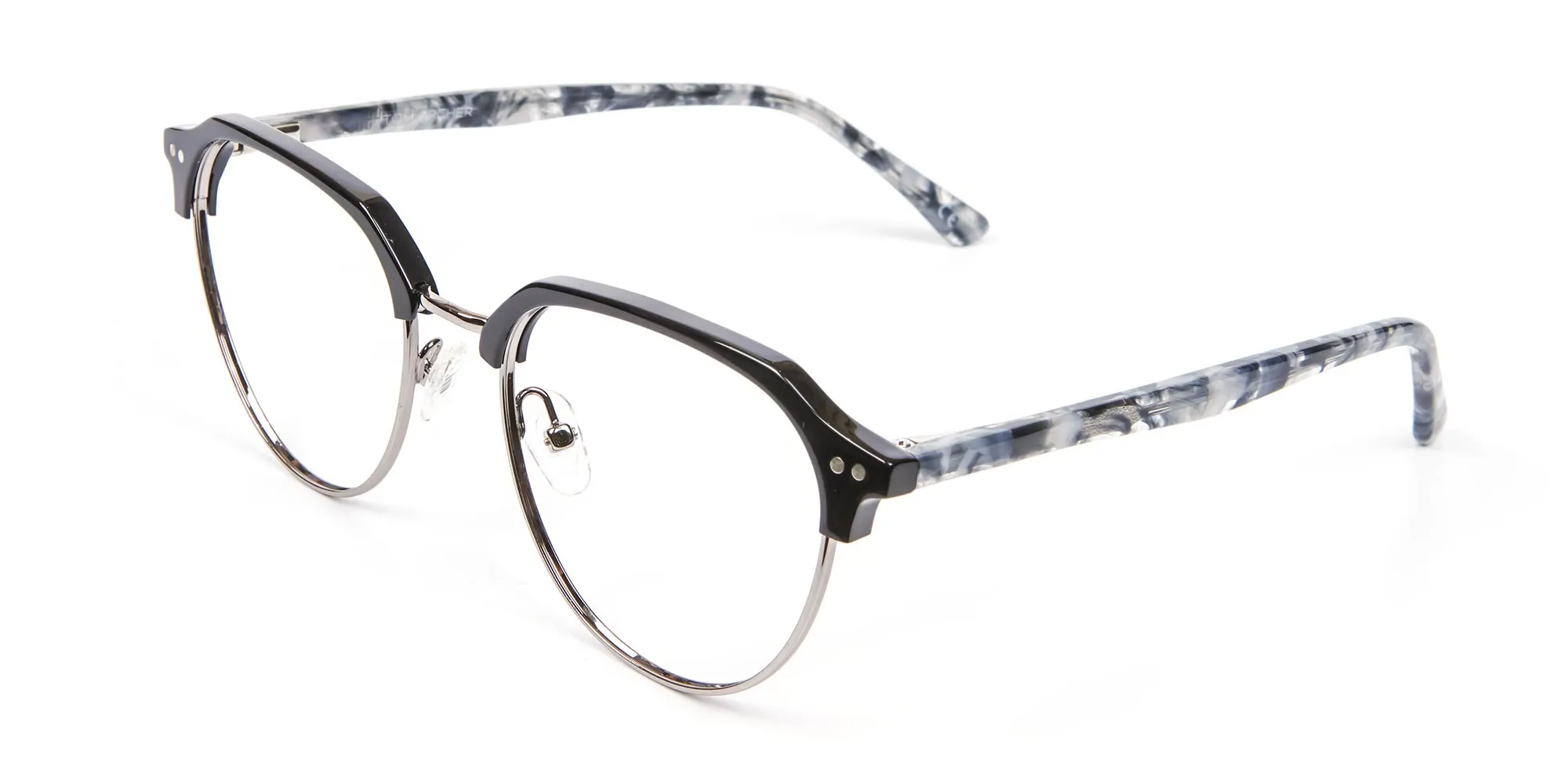 Metal Frame Browline Glasses - 2