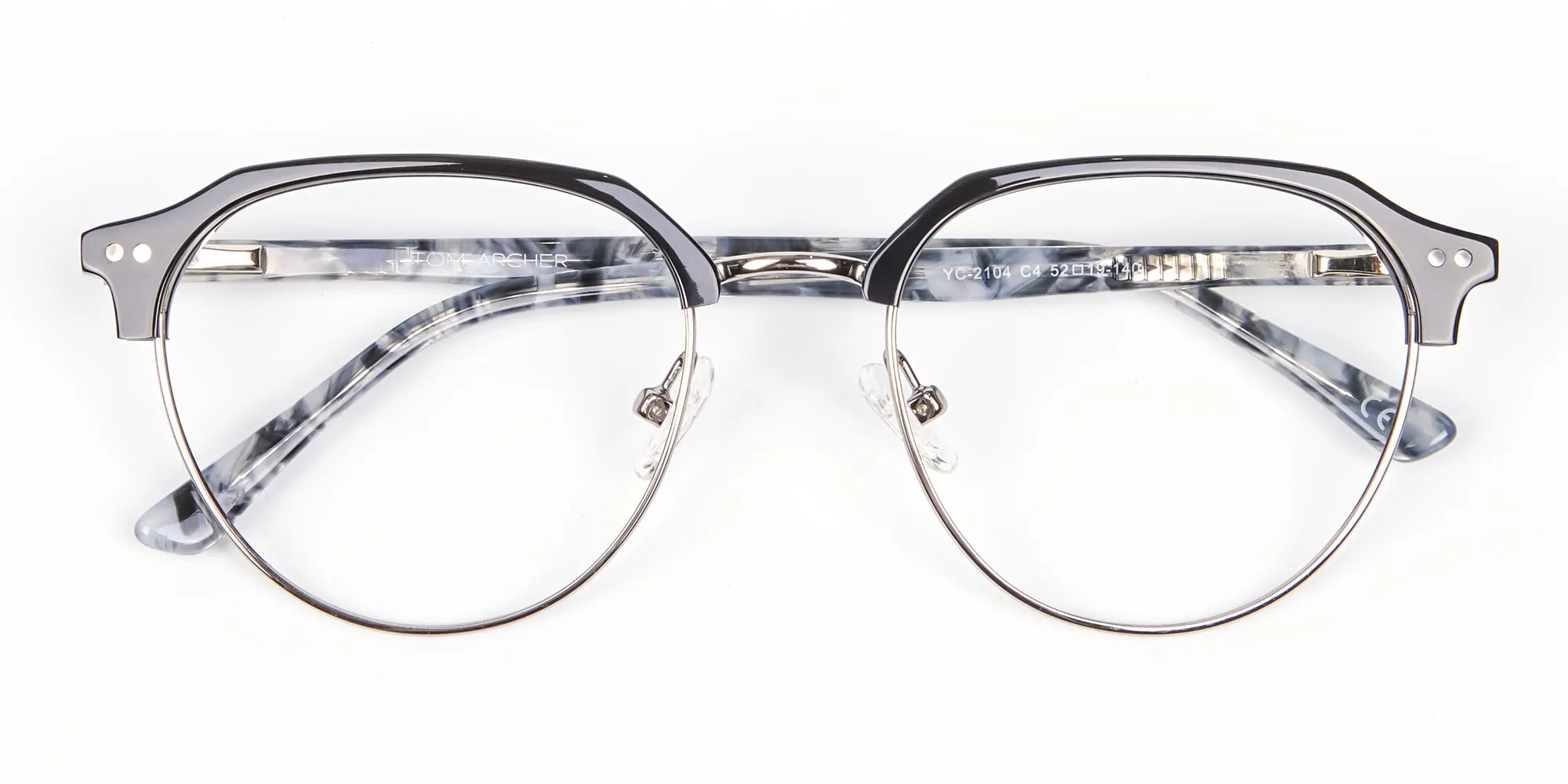Metal Frame Browline Glasses - 2