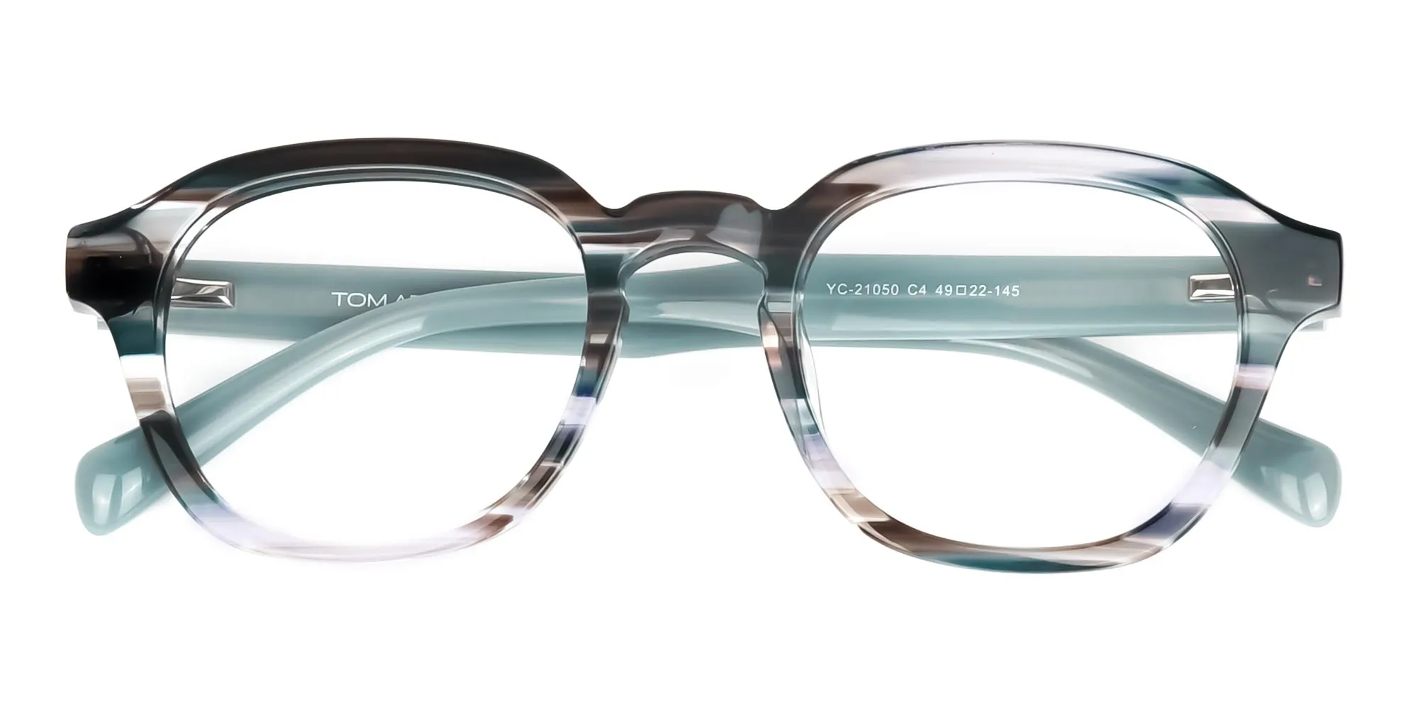 Crystal and Blue Stripe Geometric Glasses-2