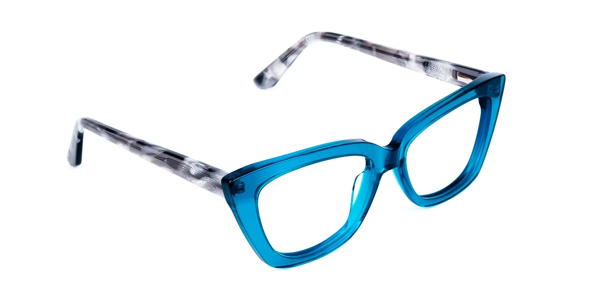 Blue Crystal Clear Cat Eye Glasses-2