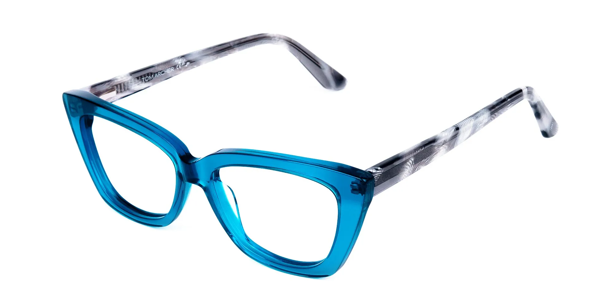 Blue Crystal Clear Cat Eye Glasses-2