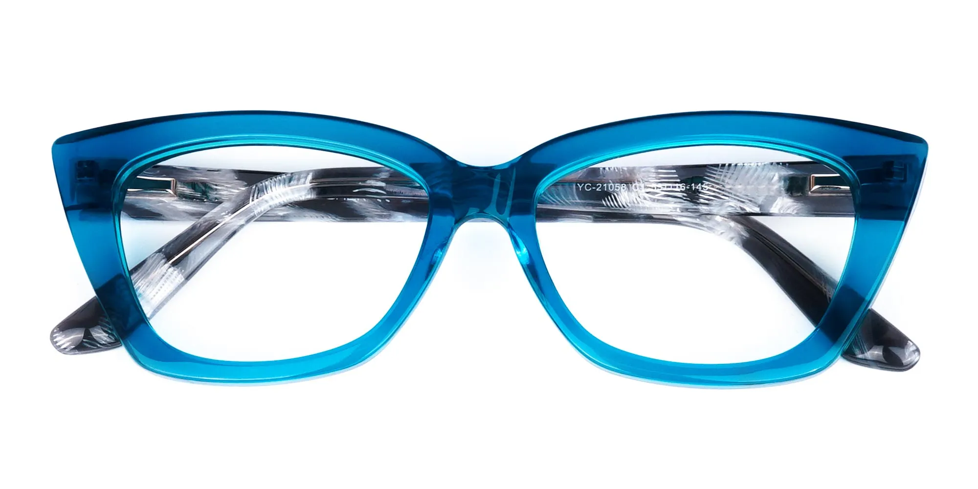 Blue Crystal Clear Cat Eye Glasses-2