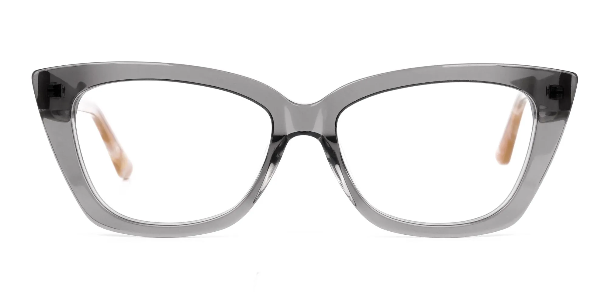 Grey Crystal Clear Cat Eye Glasses-2
