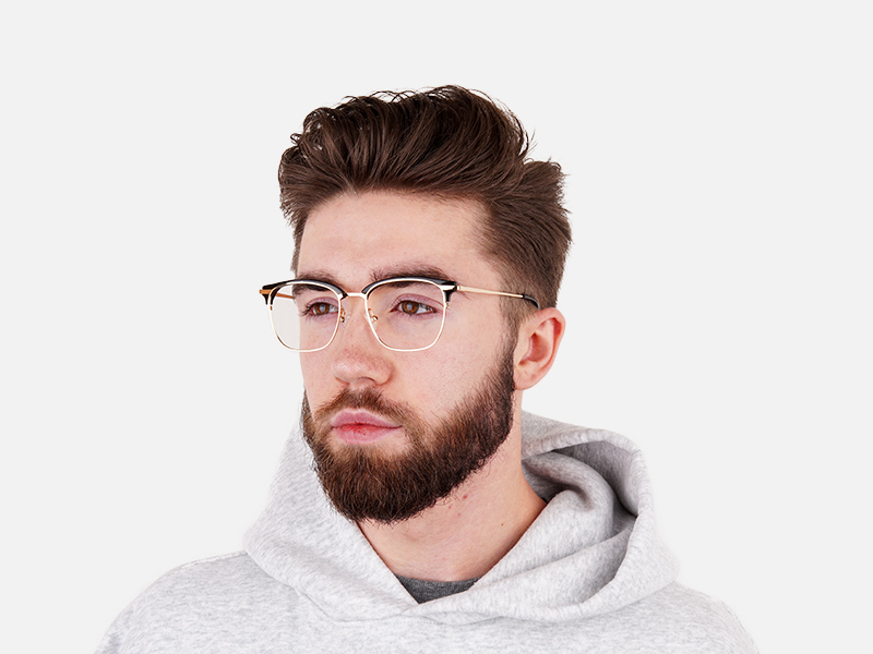 Wayfarer Black & Gold Clubmaster Frames - 1