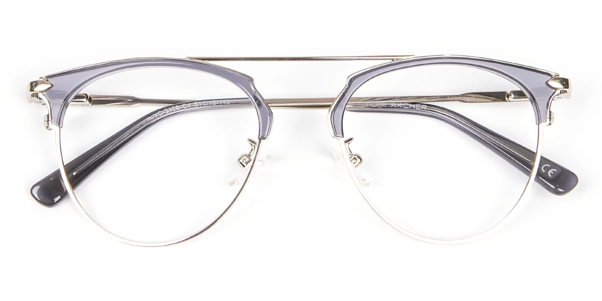 Translucent Browline Spring Hinge Glasses - 2
