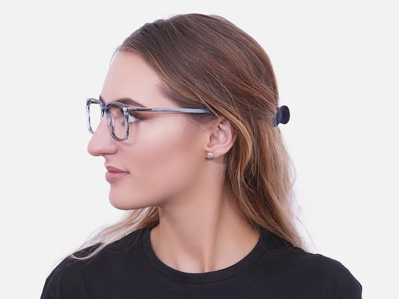 Rectangular Glasses in Grey and Blue - 2