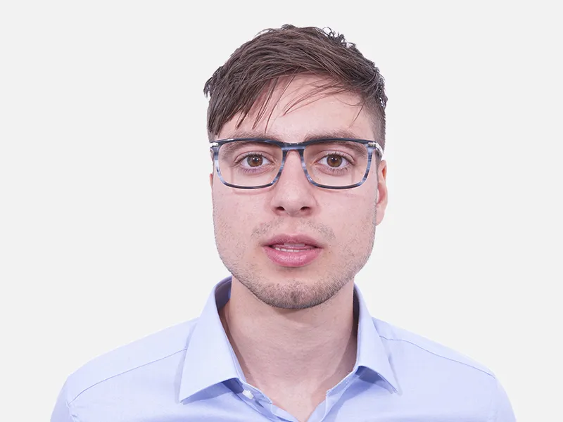Rectangular Glasses in Grey and Blue - 2