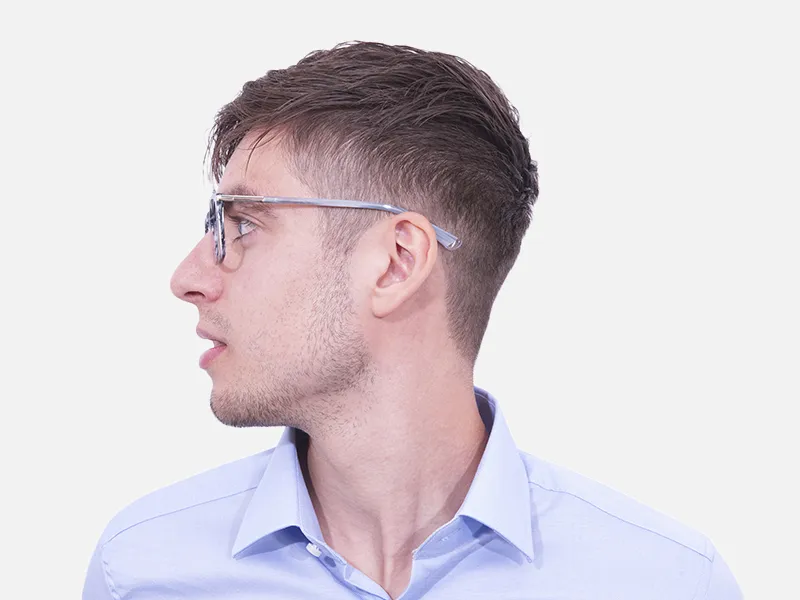 Rectangular Glasses in Grey and Blue - 2