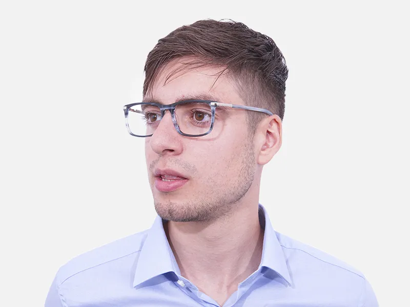 Rectangular Glasses in Grey and Blue - 2