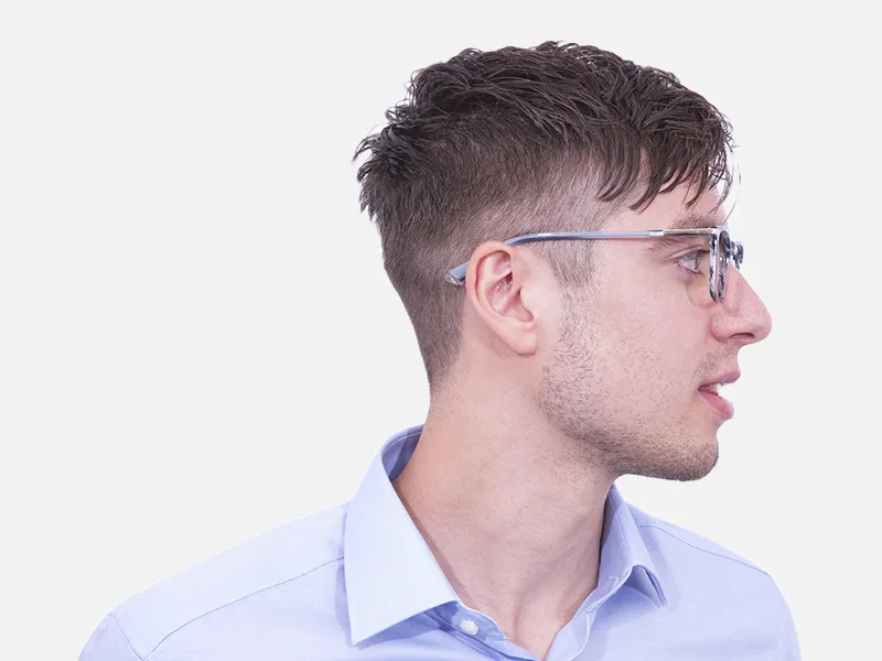 Rectangular Glasses in Grey and Blue - 2