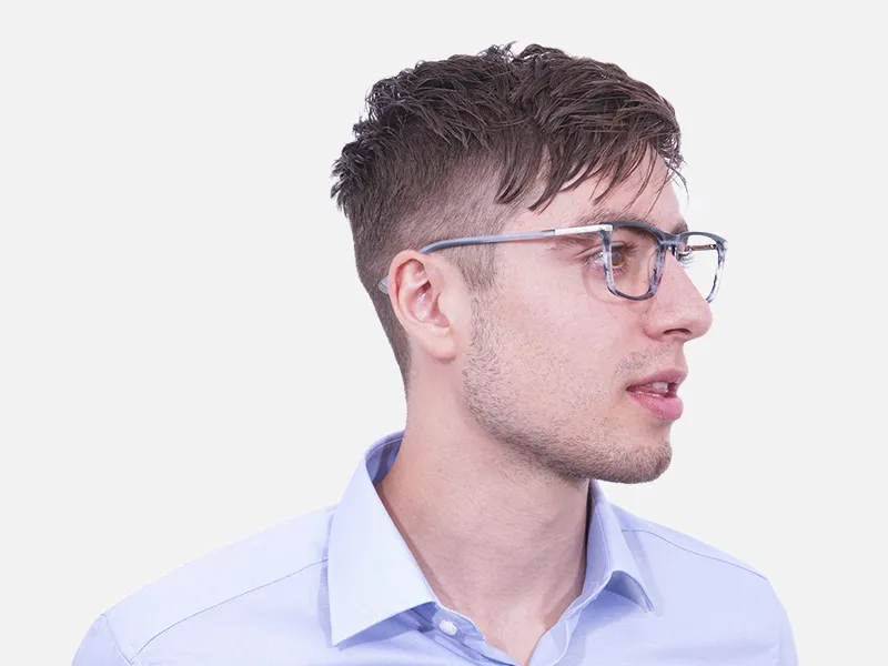 Rectangular Glasses in Grey and Blue - 2