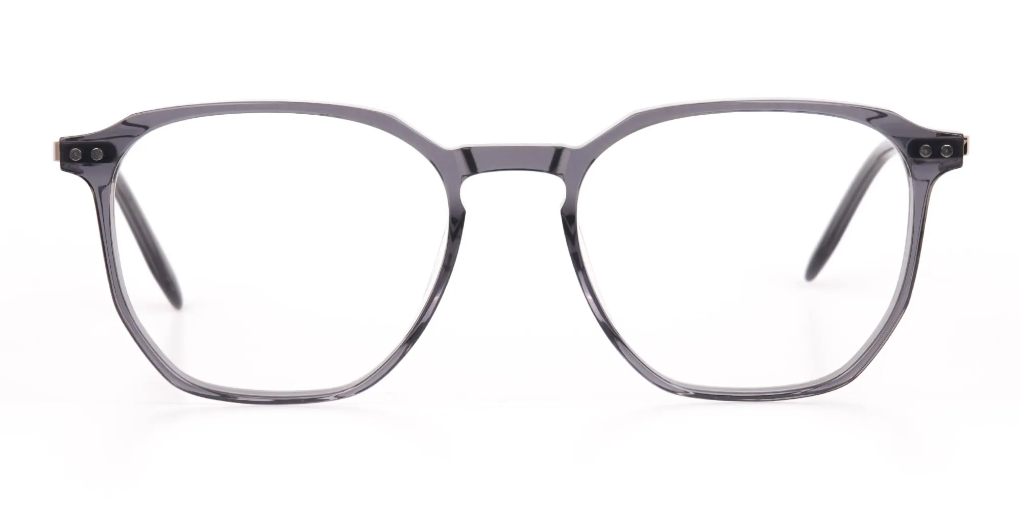 Silver Grey Geometric Eyeglasses Frame Unisex-2