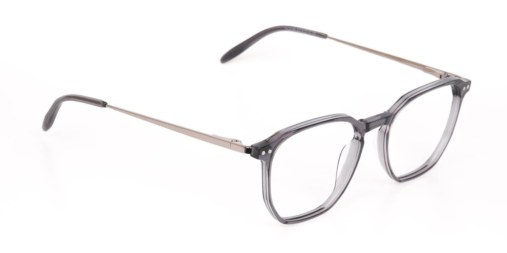 Silver Grey Geometric Eyeglasses Frame Unisex-2