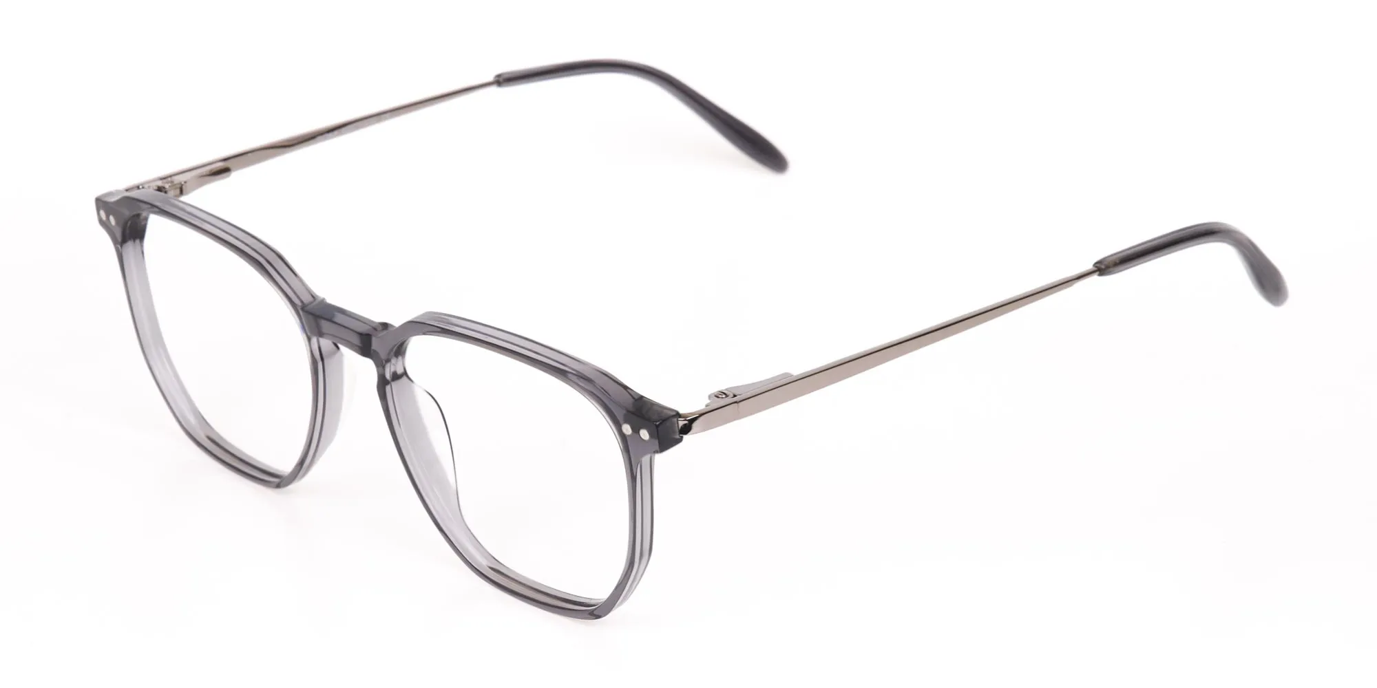 Silver Grey Geometric Eyeglasses Frame Unisex-2