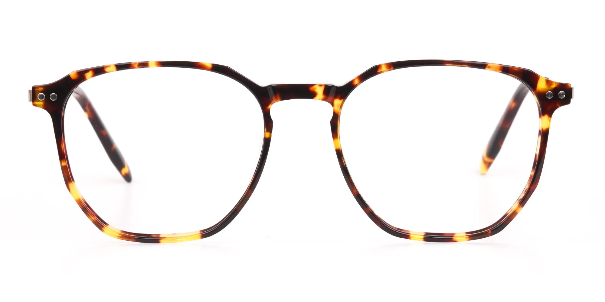 Tortoise Geometric Glasses Frame Unisex-2