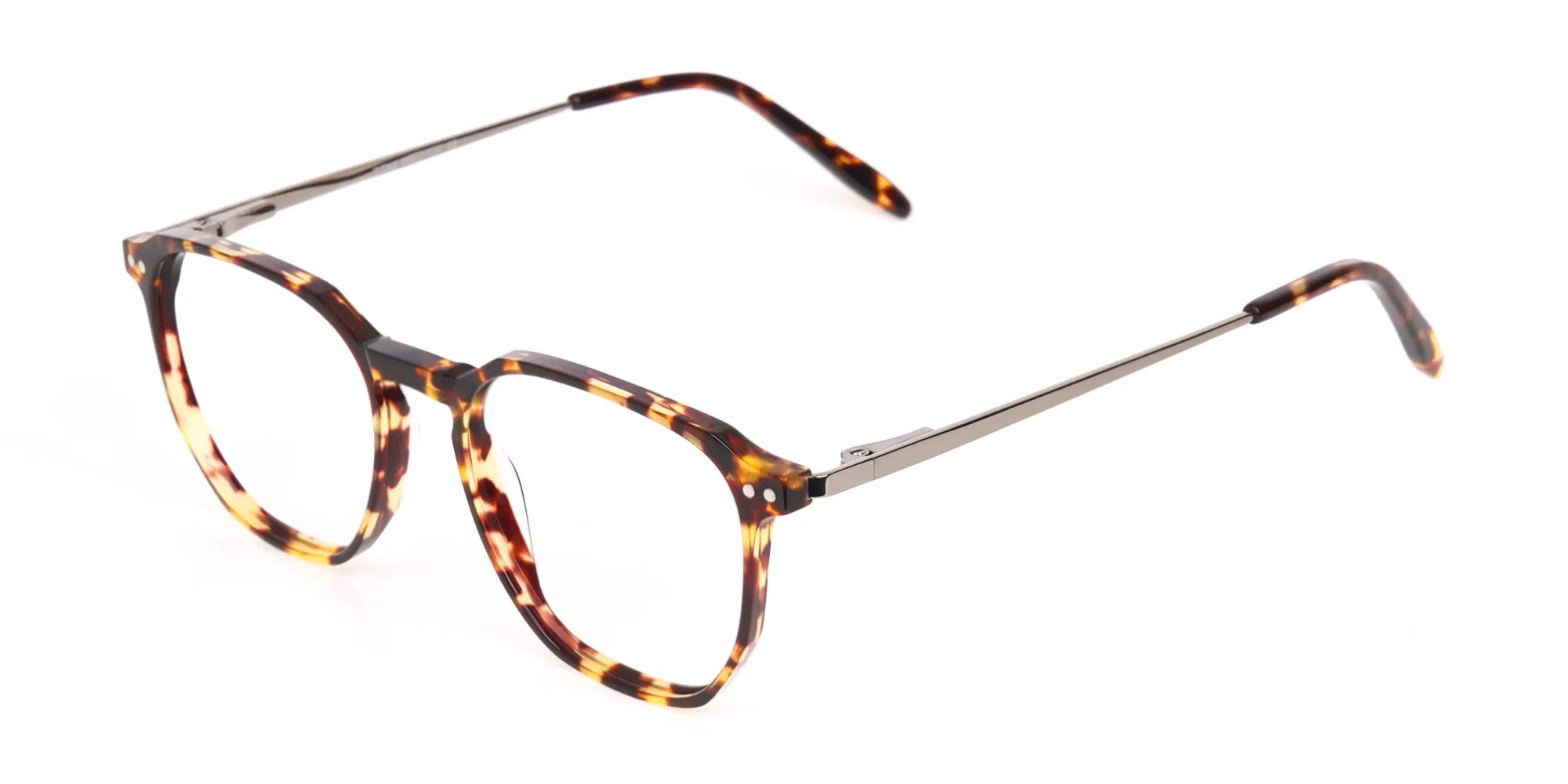 Tortoise Geometric Glasses Frame Unisex-2