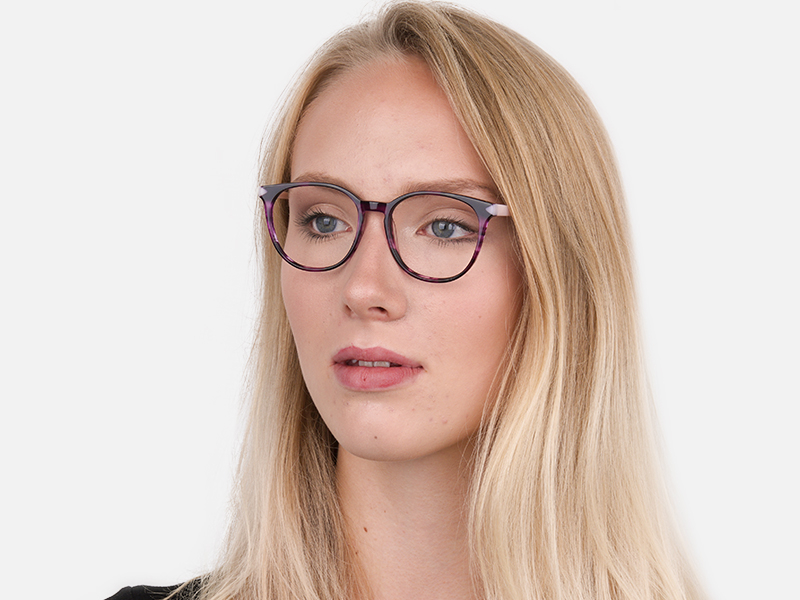 Marble Purple and Nude Pink Round glasses Women-1