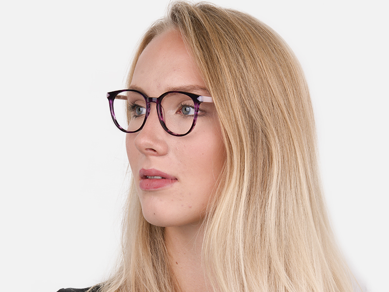 Marble Purple and Nude Pink Round glasses Women-1
