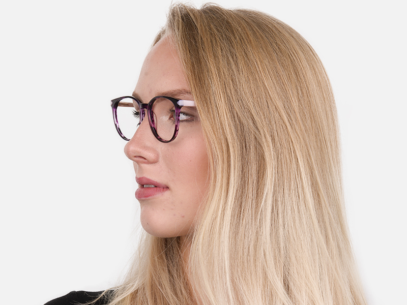 Marble Purple and Nude Pink Round glasses Women-1