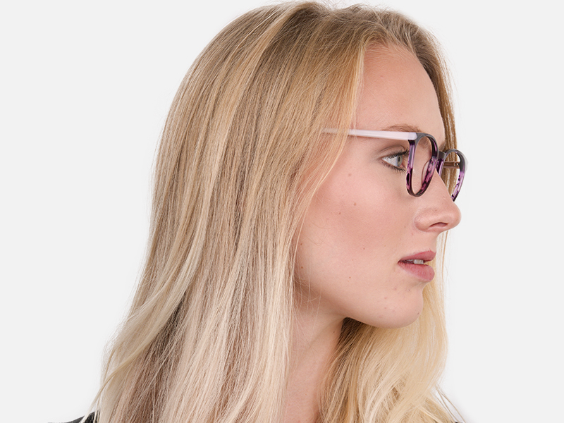 Marble Purple and Nude Pink Round glasses Women-1