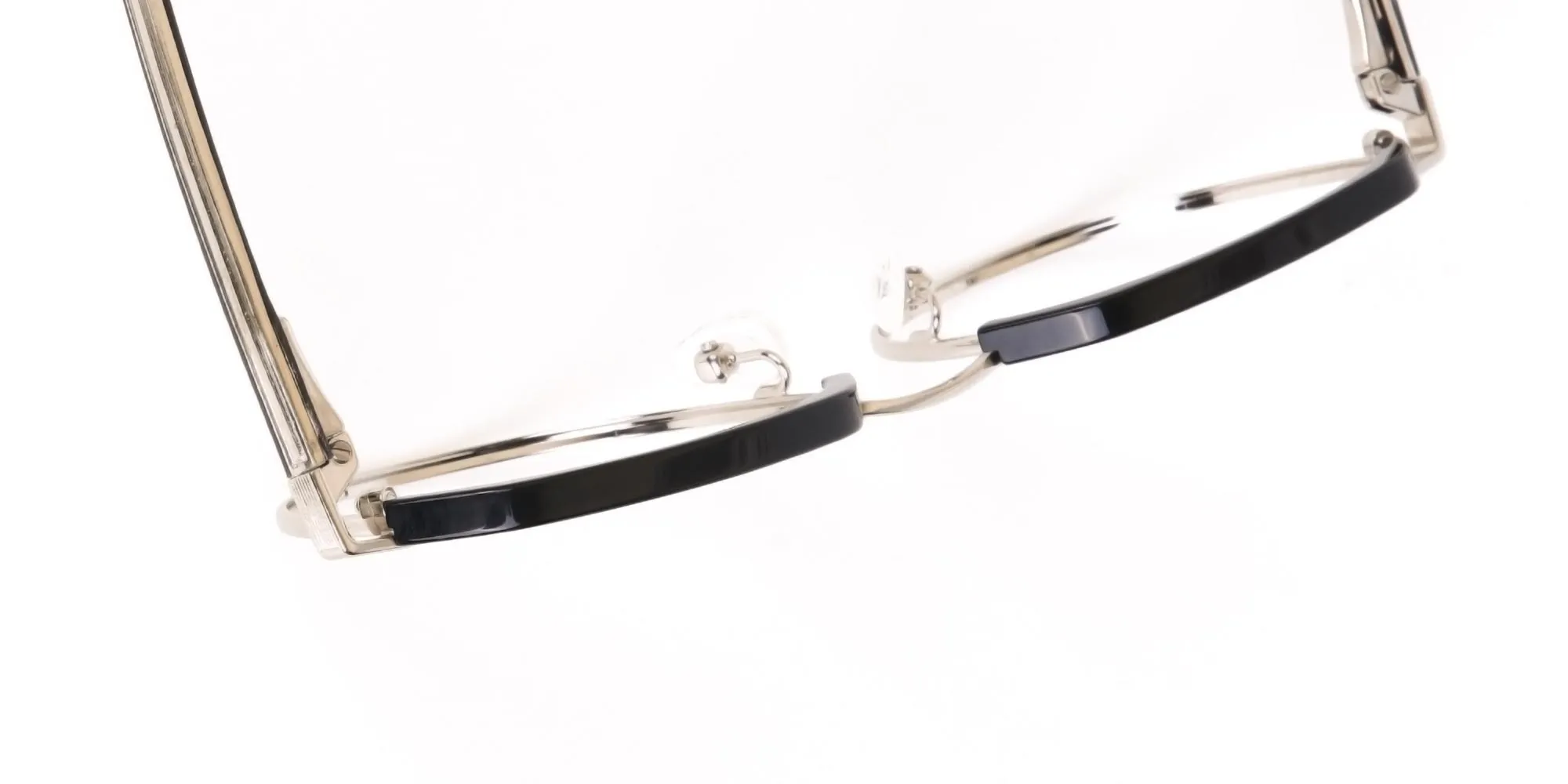 Black Silver Browline Glasses in Metal Unisex-2