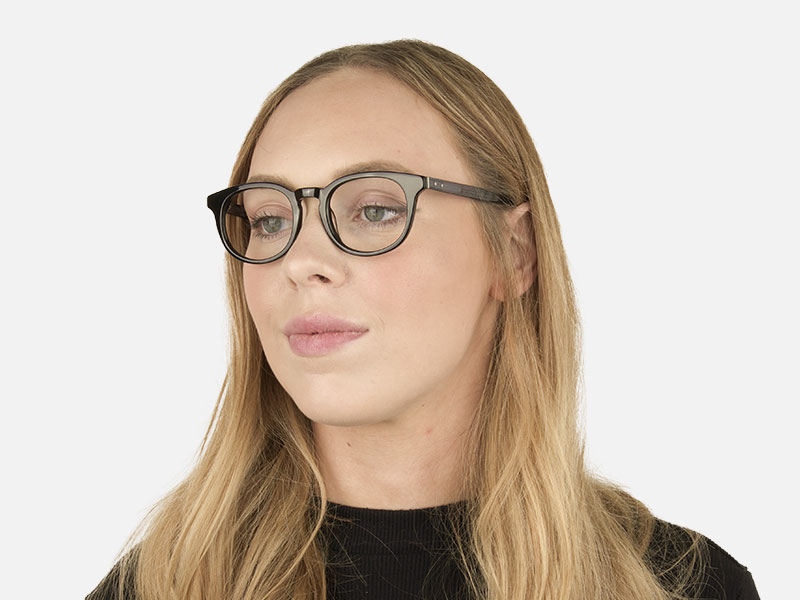 Wayfarer Round High-Grade Thick Black Translucent Blue Glasses - 1