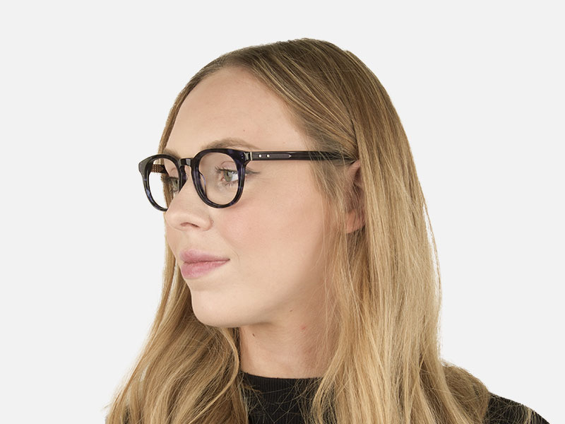Round Ocean Blue Tortoise Handmade Acetate glasses - 1