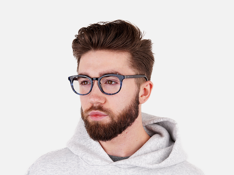 Round Ocean Blue Tortoise Handmade Acetate glasses - 1