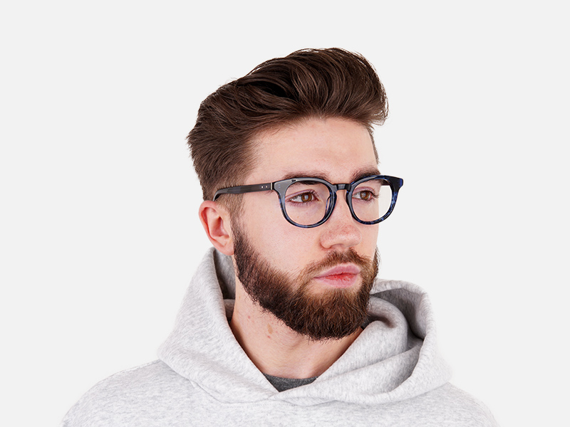 Round Ocean Blue Tortoise Handmade Acetate glasses - 1