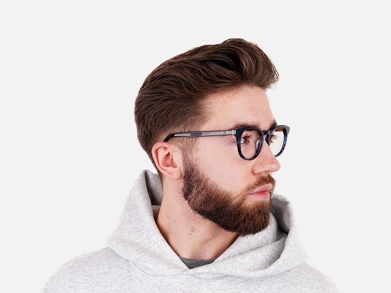 Round Ocean Blue Tortoise Handmade Acetate glasses - 1