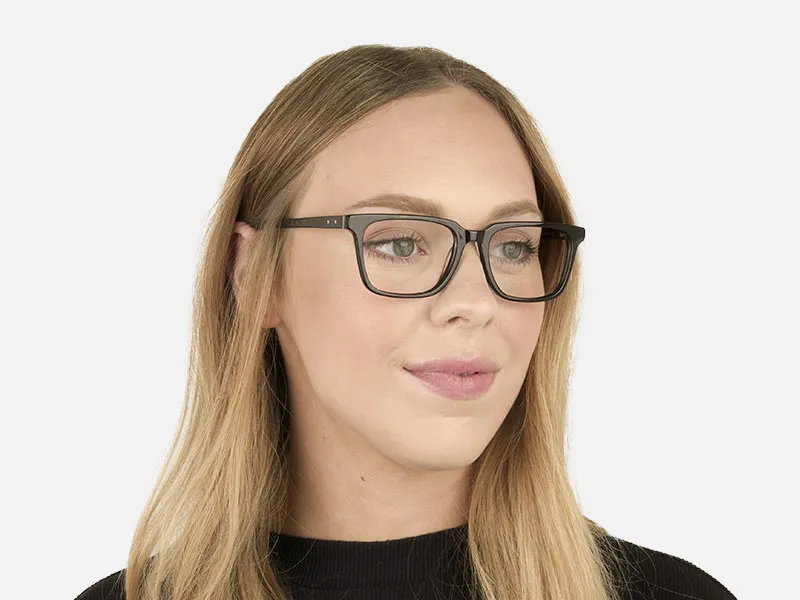 Handcrafted Black Thick Acetate Glasses in Rectangular - 2