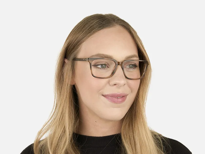 Handcrafted Stripe Brown Thick Acetate Glasses in Rectangular - 2