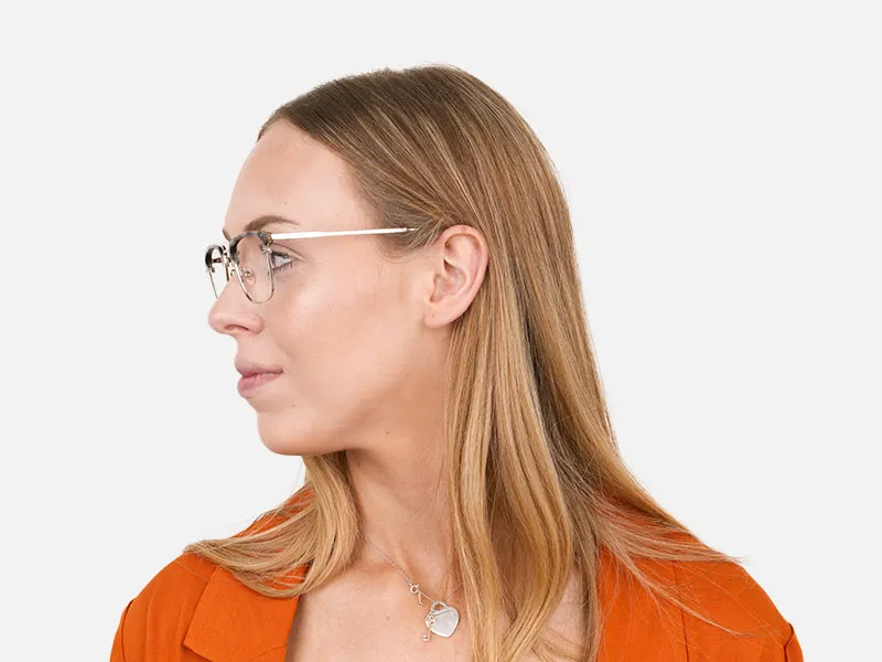 Grey Tortoise and Silver Glasses in Browline & Square - 2