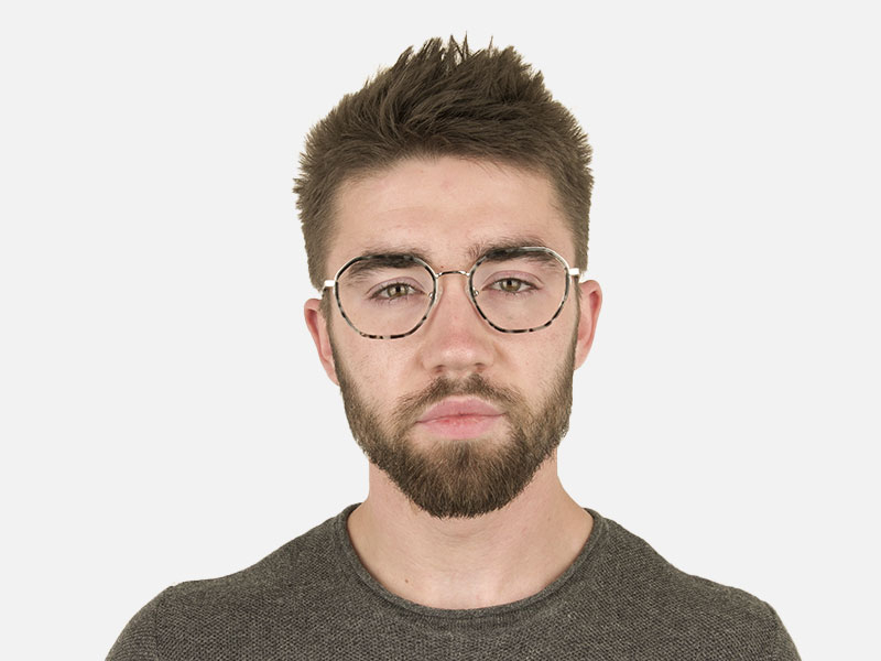 Black Grey Tortoise Geometric Glasses - 1