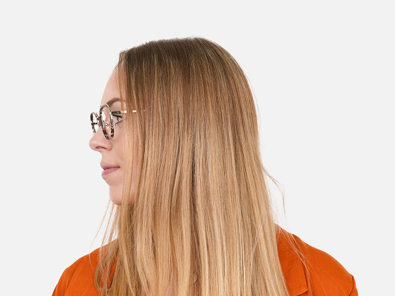Black Grey Tortoise Geometric Glasses - 1