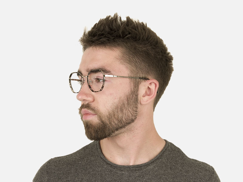 Black Grey Tortoise Geometric Glasses - 1