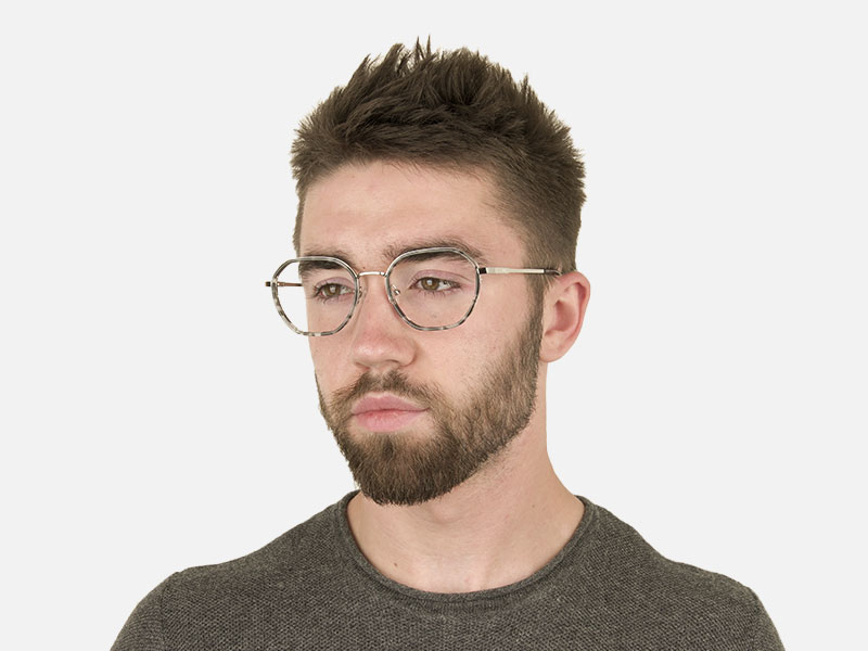 Black Grey Tortoise Geometric Glasses - 1