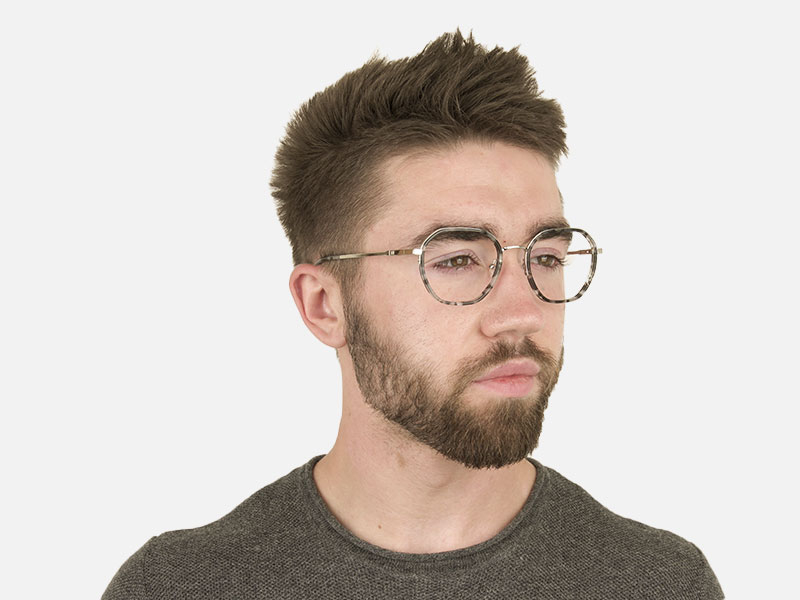 Black Grey Tortoise Geometric Glasses - 1