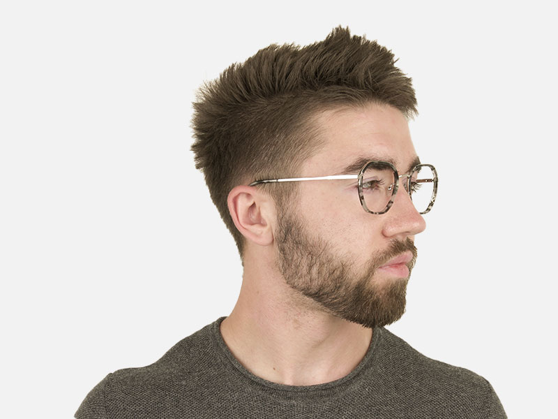 Black Grey Tortoise Geometric Glasses - 1