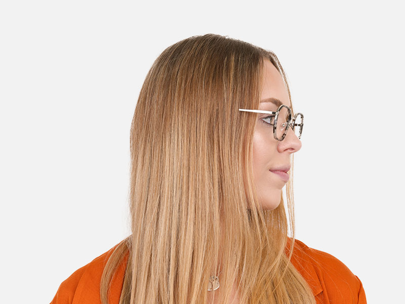 Black Grey Tortoise Geometric Glasses - 1