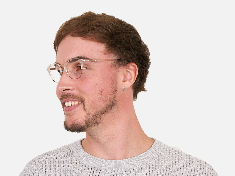 Wayfarer & Browline Crystal Clear & Champagne Gold Eyeglasses - 1